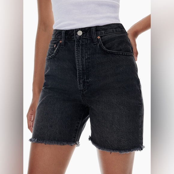 ARITZIA Denim Forum THE BOYFRIEND LOOSE MID THIGH SHORT 26 High Rise Gray Black - Picture 3 of 16